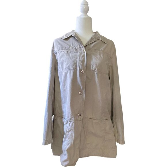 Emanuel Ungaro Jackets & Blazers - Emanuel Ungaro Liberte Tan Button Front Casual Jacket Trench Cotton Size 14